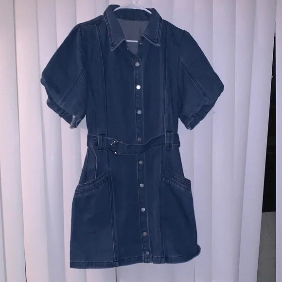 Stylish Blue Denim Dress - Picture 1 of 6
